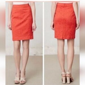 Anthropologie Vanessa Virginia Orange Textured Lined Skirt Size 4